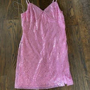 pink sequin dress